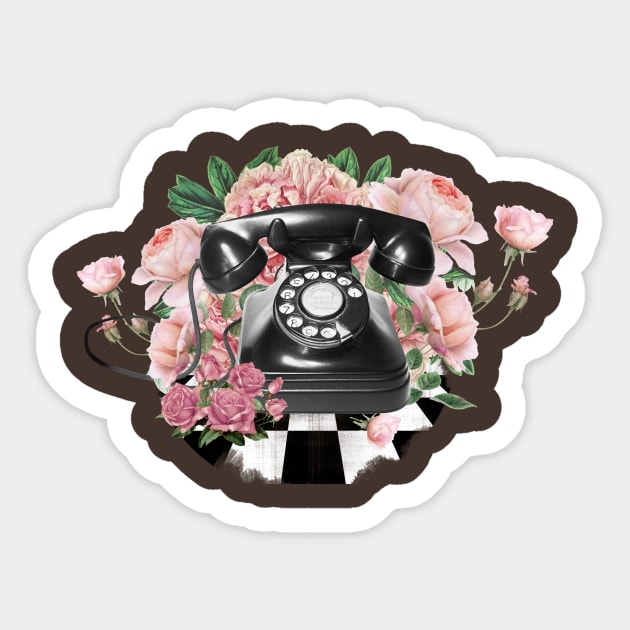 Black Vintage Rotary Phone Sticker by CatAstropheBoxes